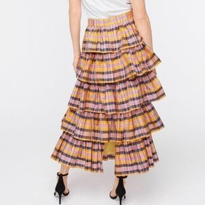NEW J. Crew Limited Edition Ruffle Maxi Skirt Plaid